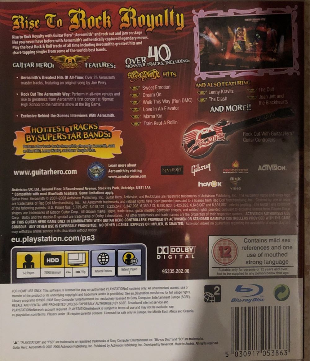 Guitar Hero : Aerosmith - Sony PlayStation 3 (PS3) (Activision Blizzard - 2) video game collectible [Barcode 5030917053863] - Main Image 2