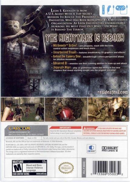 Resident Evil 4: Wii Edition - Nintendo Wii (Capcom - Single-Player) video game collectible [Barcode 0045496363260] - Main Image 2