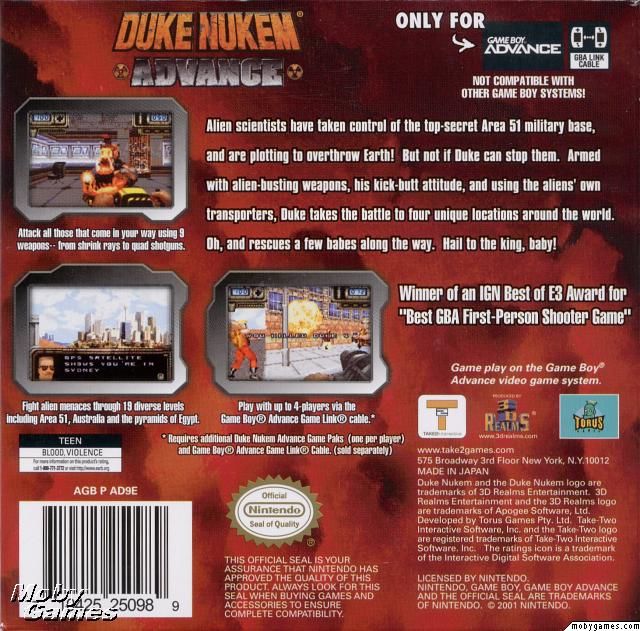 Duke Nukem Advance - Nintendo Game Boy Advance (GBA) (Take-Two Interactive - 1) video game collectible [Barcode 5026555040815] - Main Image 2