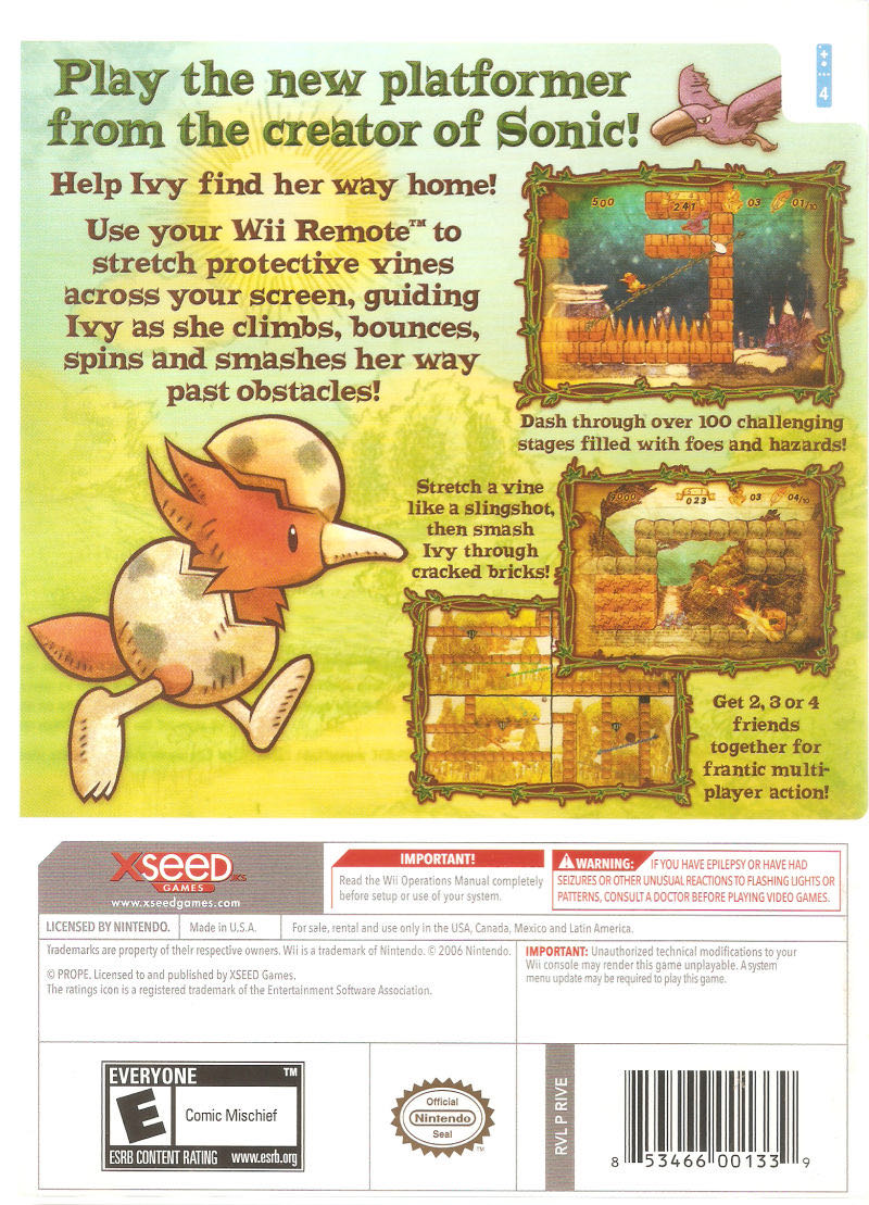 Ivy the Kiwi? - Nintendo Wii (XSEED Games - 1-4) video game collectible [Barcode 0853466001339] - Main Image 2