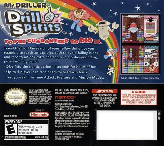 Mr. Driller Drill Spirits - Nintendo DS (Bandai Namco Entertainment) video game collectible [Barcode 0722674700009] - Main Image 2