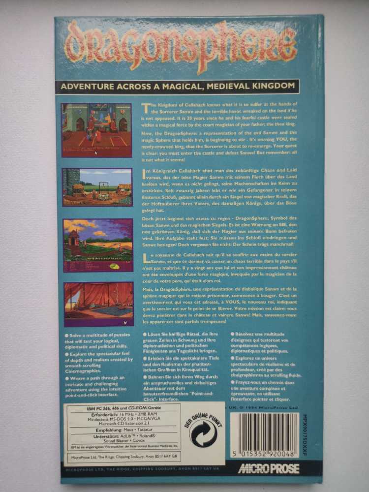 Dragonsphere - CD Projekt GOG (MicroProse Software, Inc.) video game collectible [Barcode 5015352920048] - Main Image 2