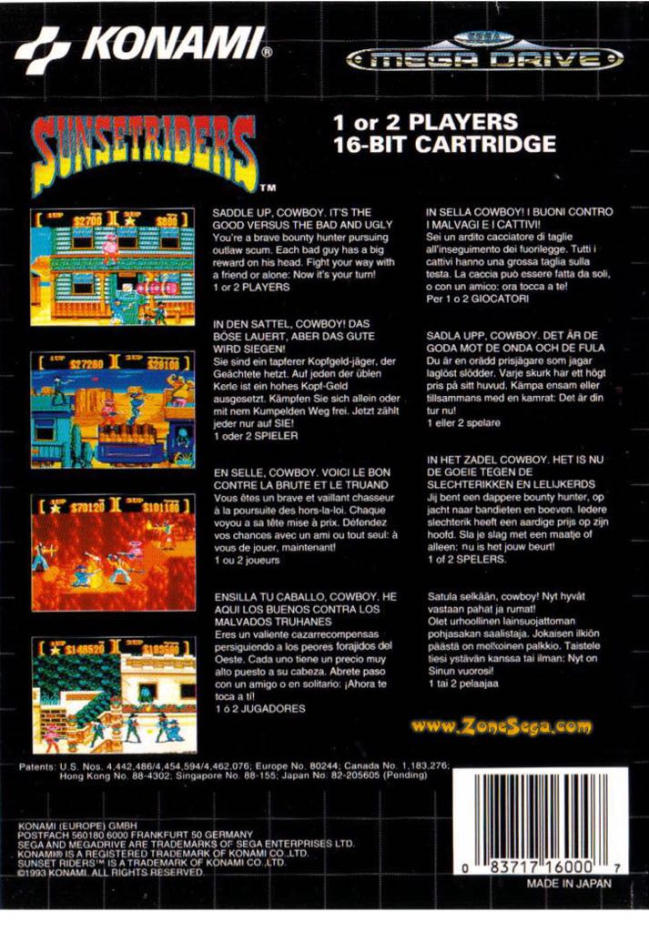 Sunset Riders - Sega Mega Drive video game collectible - Main Image 2