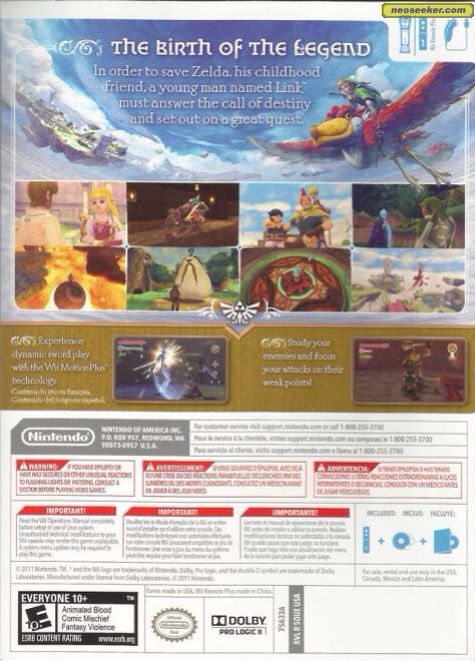 The Legend Of Zelda: Skyward Sword - Nintendo Wii (Nintendo - 1) video game collectible [Barcode 0045496902667] - Main Image 2