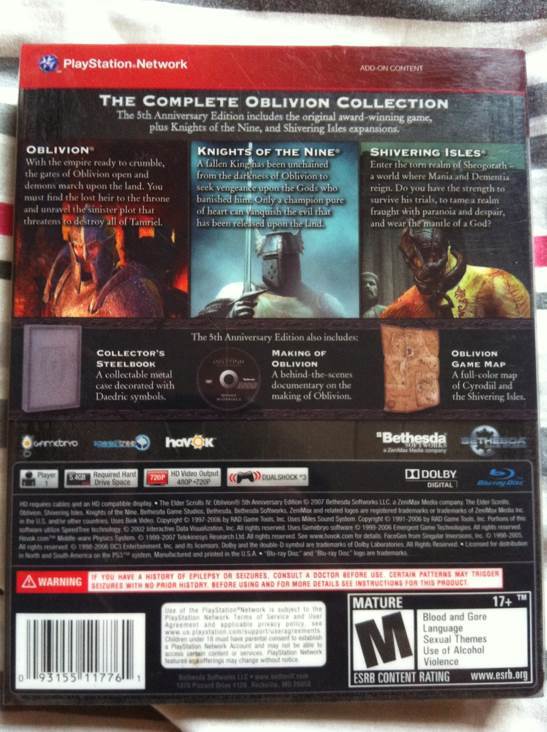 Elder Scrolls IV : Oblivion 5th Anniversary Edition (PS3-GH-RED) - Sony PlayStation 3 (PS3) (Bethesda Softworks - 1) video game collectible [Barcode 093155117761] - Main Image 2