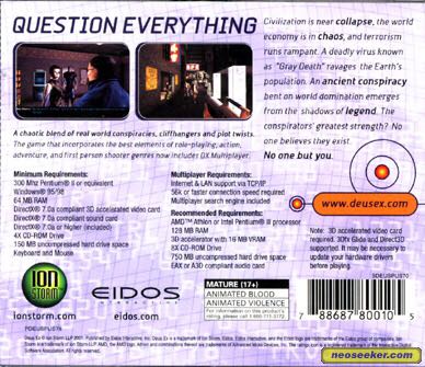Deus Ex: Game of the Year Edition - Microsoft Windows (Eidos Interactive Corp. - 1) video game collectible [Barcode 047875305038] - Main Image 2