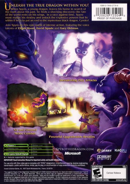The Legend of Spyro: A New Beginning - Microsoft Xbox (Sierra Entertainment - 1) video game collectible [Barcode 020626725040] - Main Image 2