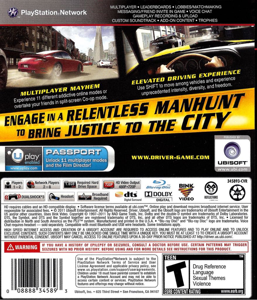 Driver: San Francisco (PS3 Essentials) - Sony PlayStation 3 (PS3) (Ubisoft - 2) video game collectible [Barcode 3307215659540] - Main Image 2
