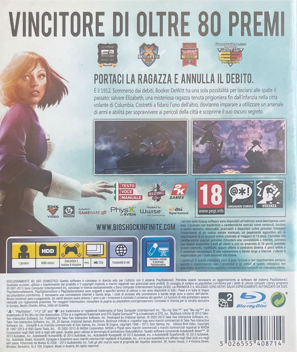 Bioshock: Infinite - Sony PlayStation 3 (PS3) (2K Games - 1) video game collectible [Barcode 5026555408714] - Main Image 2