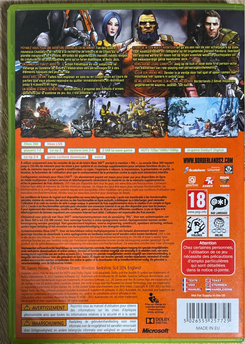 X360 / Borderlands 2 - Microsoft Xbox 360 (Take-Two Interactive Software - 1-2) video game collectible [Barcode 5026555257725] - Main Image 2