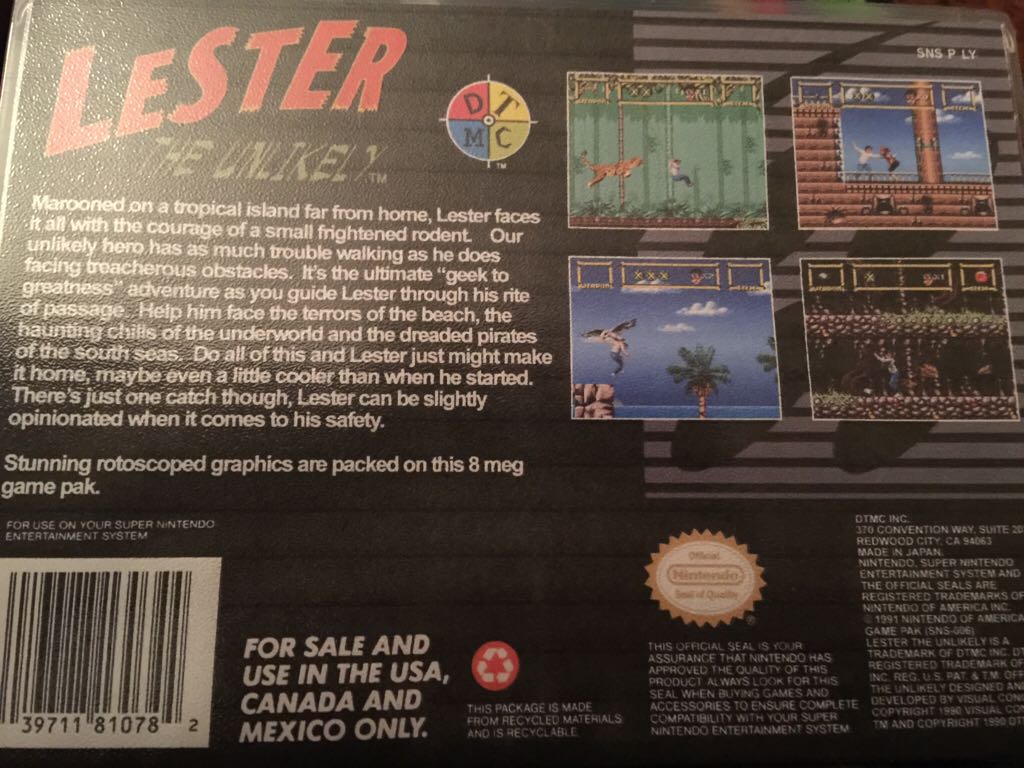 Lester the Unlikely - Nintendo Super Nintendo Entertainment System (SNES) (DTMC - 1) video game collectible [Barcode 739711810782] - Main Image 2