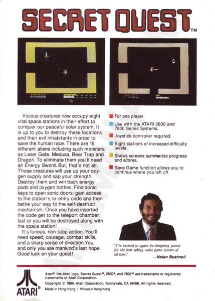 Secret Quest - Atari 2600 (Atari, Inc. - 1) video game collectible - Main Image 2