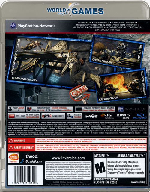 Inversion - Sony PlayStation 3 (PS3) (Namco - 1) video game collectible [Barcode 722674110310] - Main Image 2