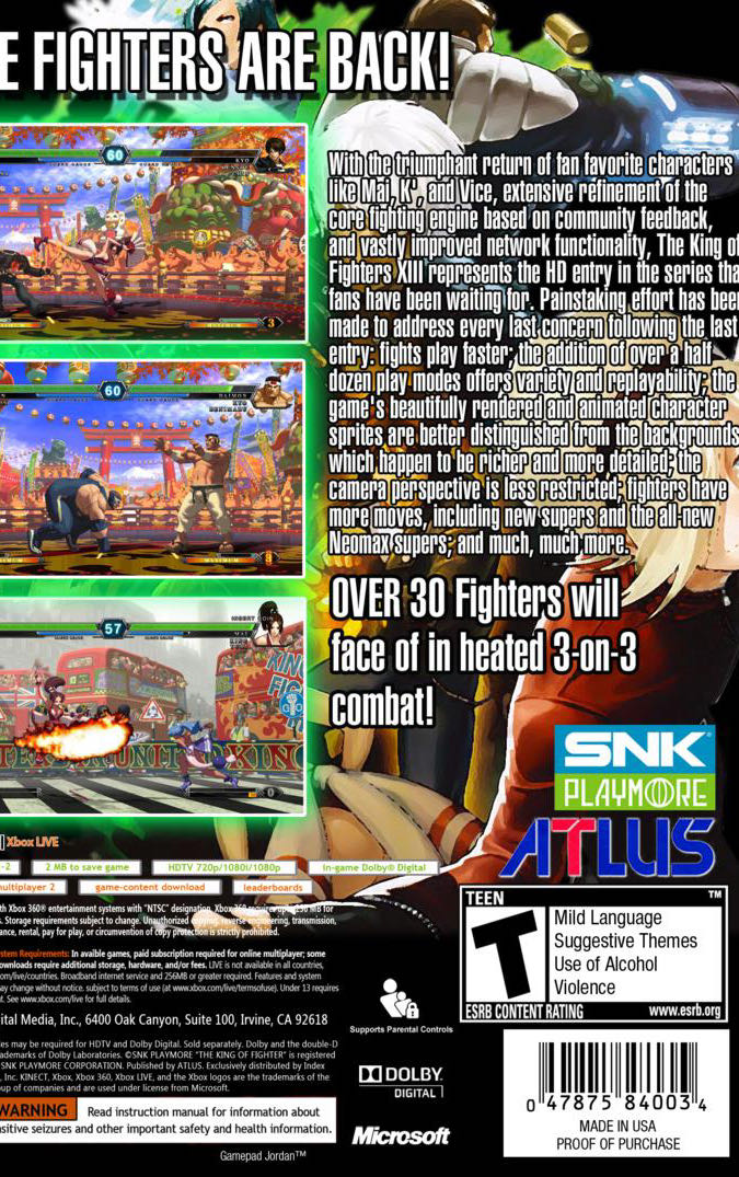 King of Fighters XIII, The - PC (Atlus - 1-2) video game collectible [Barcode 730864910114] - Main Image 2