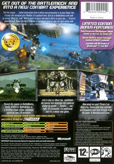 MechAssault 2: Lone Wolf - Microsoft Xbox (Microsoft Game Studios - 2) video game collectible [Barcode 805529996854] - Main Image 2