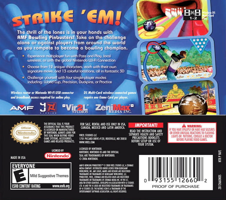 AMF Bowling Pinbusters! - Nintendo DS (Vir2L Studios - 2) video game collectible [Barcode 093155127609] - Main Image 2