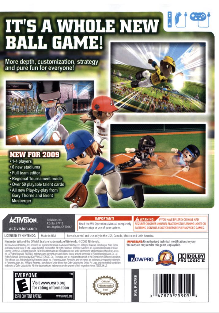 Little League World Series Baseball 2008 - Nintendo Wii (Activision - 4) video game collectible [Barcode 047875756557] - Main Image 2