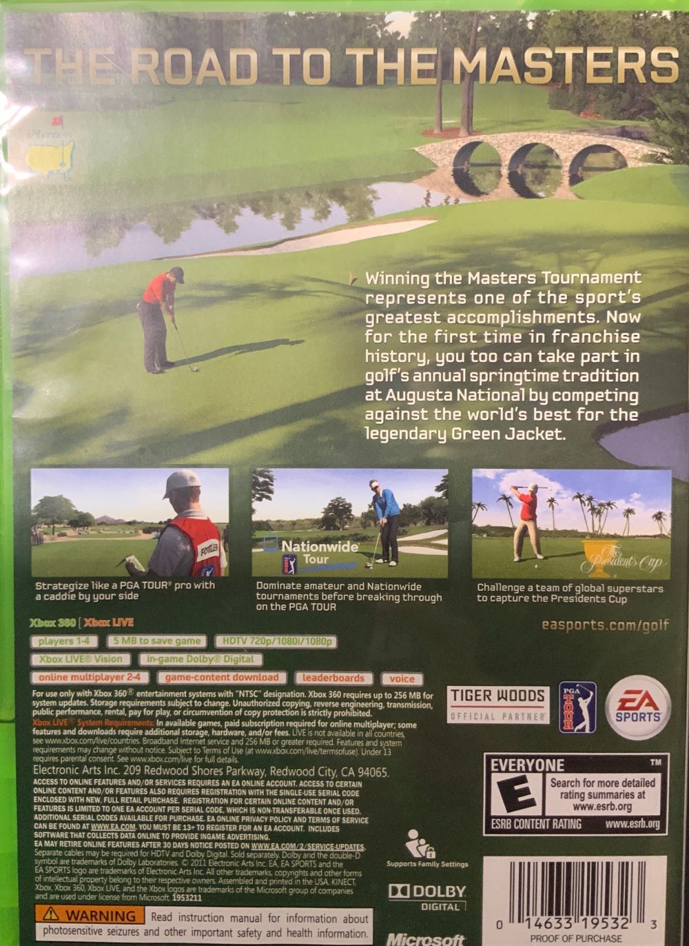 Tiger Woods PGA Tour 12: The Masters - Microsoft Xbox 360 (Electronic Arts - 1) video game collectible [Barcode 014633195323] - Main Image 2