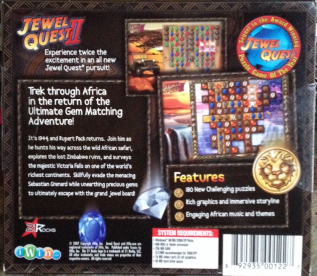 Jewel Quest II - PC (iWin) video game collectible [Barcode 892935001227] - Main Image 2