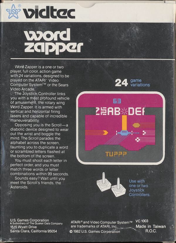 Word Zapper - Atari 2600 (Vidtec - 1P) video game collectible - Main Image 2