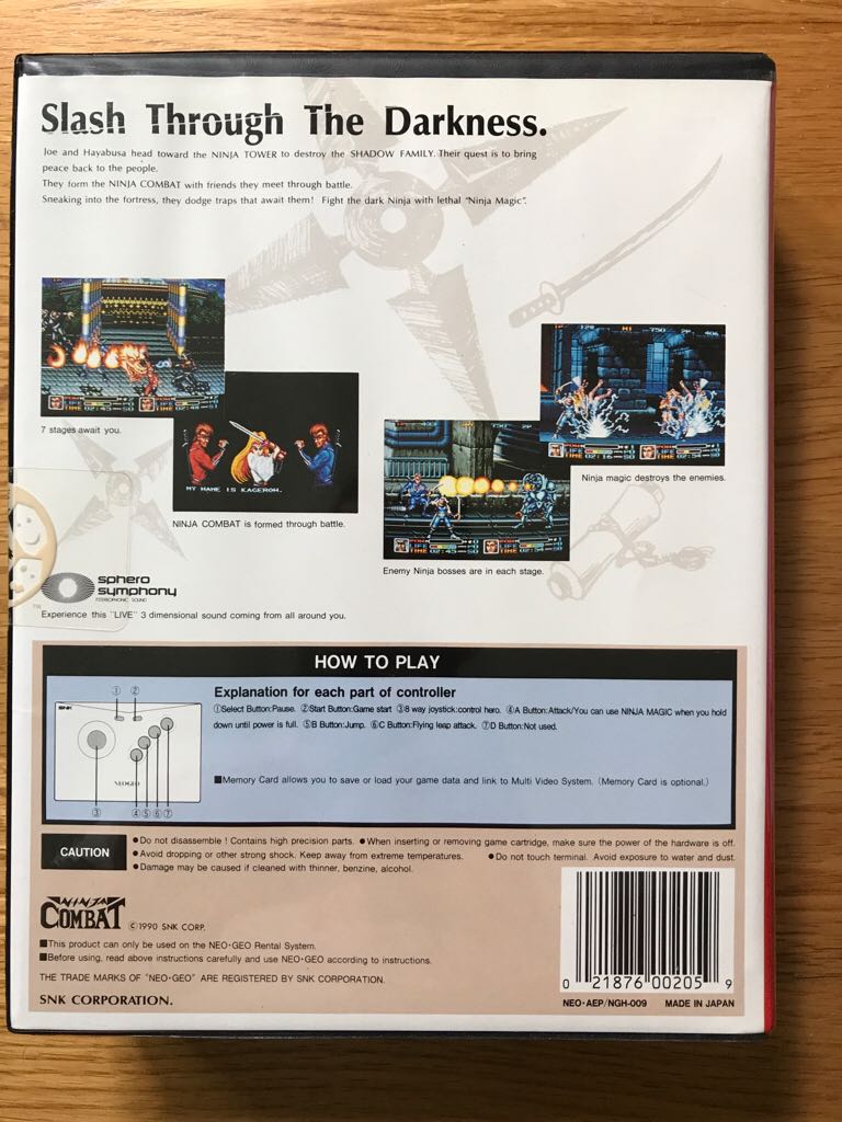 Ninja Combat - SNK Neo Geo (SNK Corporation of America - 2) video game collectible [Barcode 021876002059] - Main Image 2