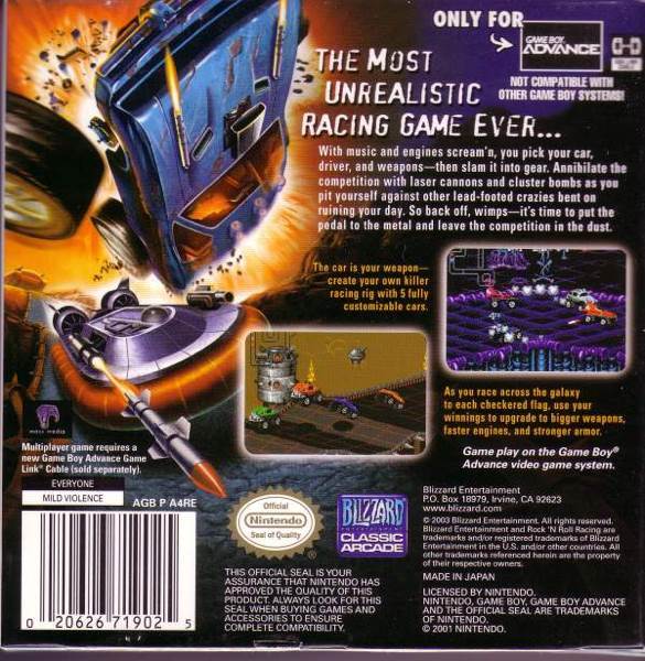 Rock ’n Roll Racing - Nintendo Game Boy Advance (GBA) video game collectible [Barcode 020626719025] - Main Image 2