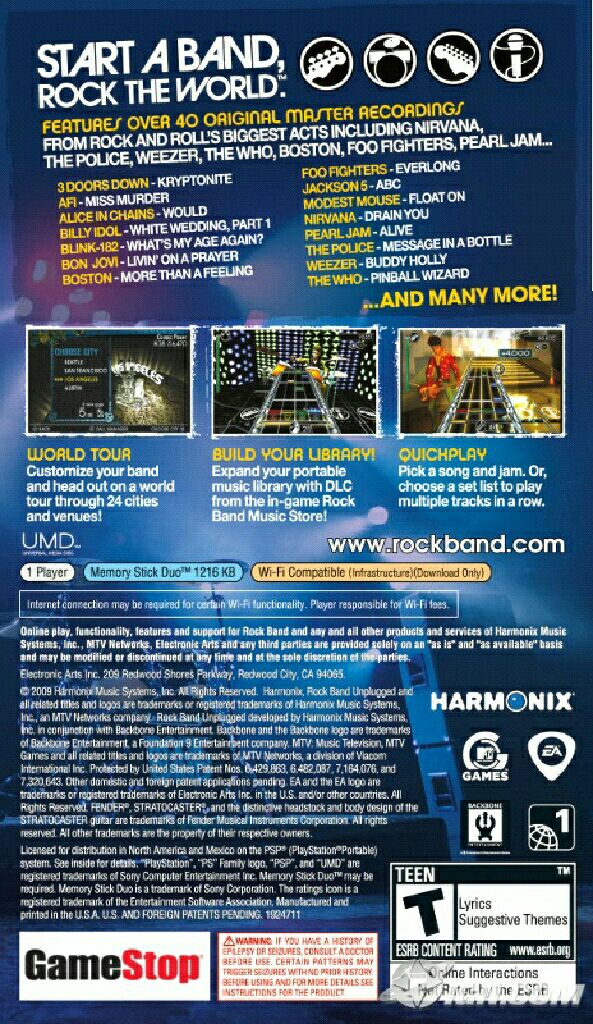 Rock Band Unplugged - Sony PlayStation Portable (PSP) ((EA) Electronic Arts - 1) video game collectible [Barcode 5035226075216] - Main Image 2