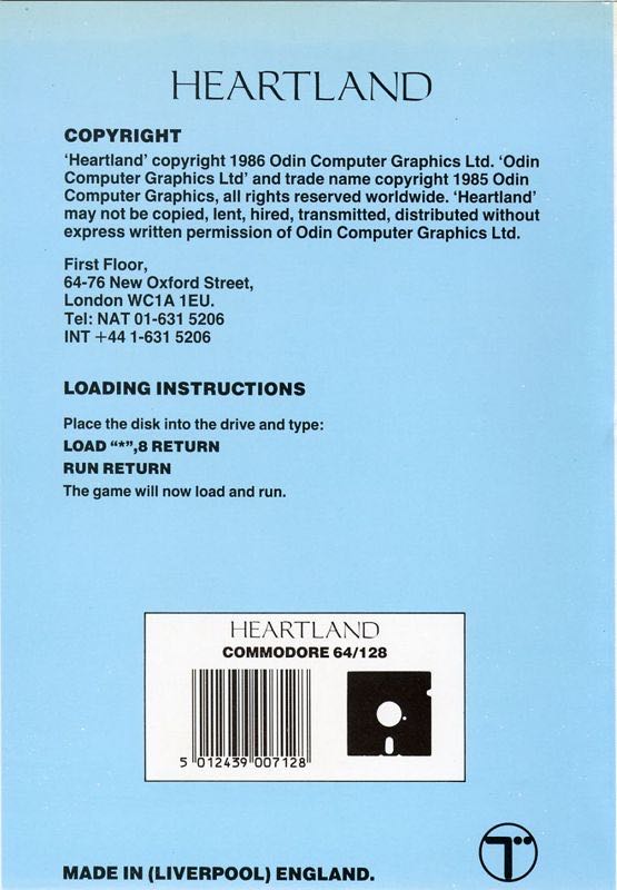 Heartland - Commodore 64 (Odin Computer Graphics - 1) video game collectible [Barcode 5012439007128] - Main Image 2