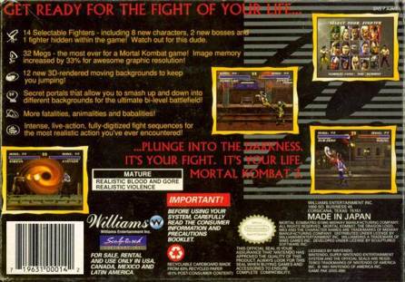 Mortal Kombat 3 - Nintendo Super Nintendo Entertainment System (SNES) (Williams - 2) video game collectible [Barcode 031719199433] - Main Image 2