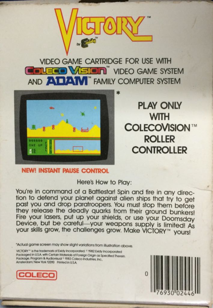Victory - Colecovision (Exidy) video game collectible - Main Image 2