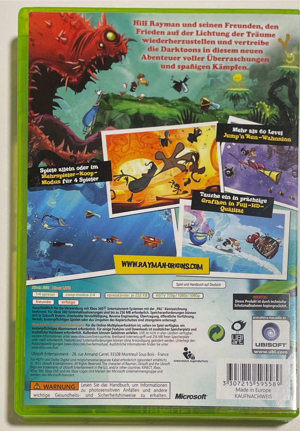 Rayman Origins - Microsoft Xbox 360 (2) video game collectible [Barcode 3307215595589] - Main Image 2