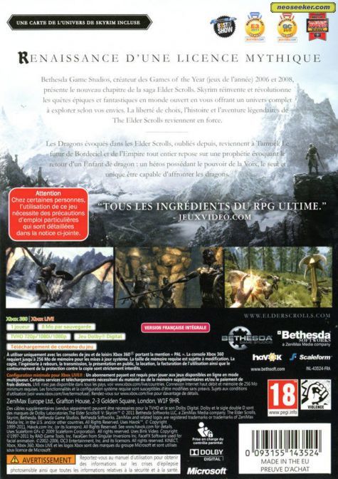 The Elder Scrolls V: Skyrim - Microsoft Xbox 360 (Bethesda Softworks - 1) video game collectible [Barcode 093155141438] - Main Image 2