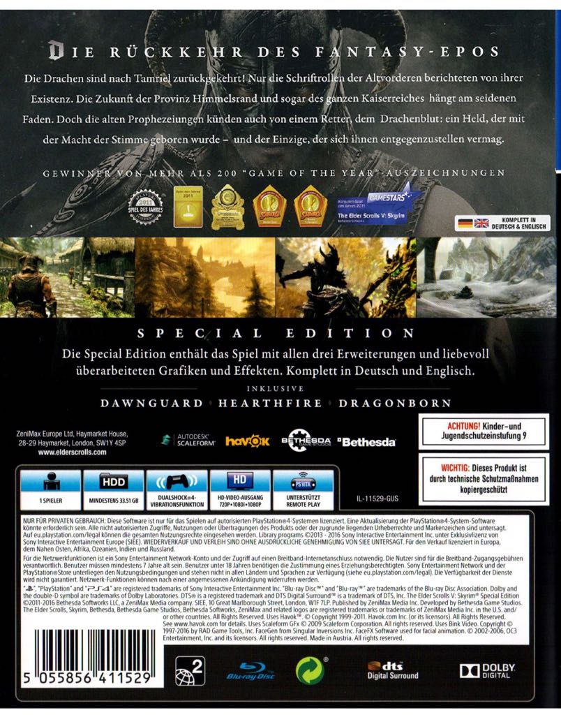 The Elder Scrolls V: Skyrim - Sony PlayStation 4 (PS4) (Bethesda - 1) video game collectible [Barcode 093155171275] - Main Image 2
