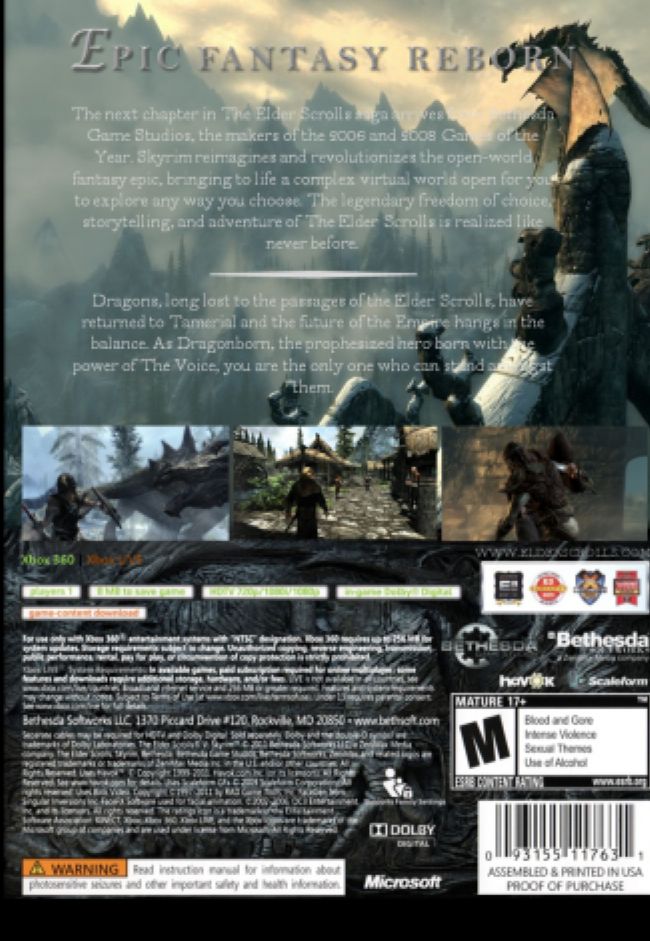 Elder Scrolls V: Skyrim, The - Microsoft Xbox One (Bethesda - 1) video game collectible [Barcode 5055856411659] - Main Image 2