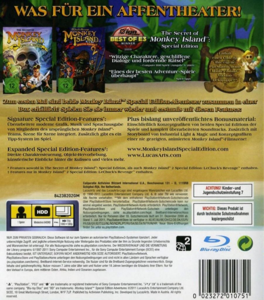 Monkey Island: Special Edition Collection - Sony PlayStation 3 (PS3) (LucasArts - 1) video game collectible [Barcode 023272010751] - Main Image 2