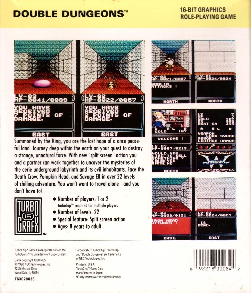 Double Dungeons - NEC TurboGrafx-16 (NEC - 1) video game collectible - Main Image 2