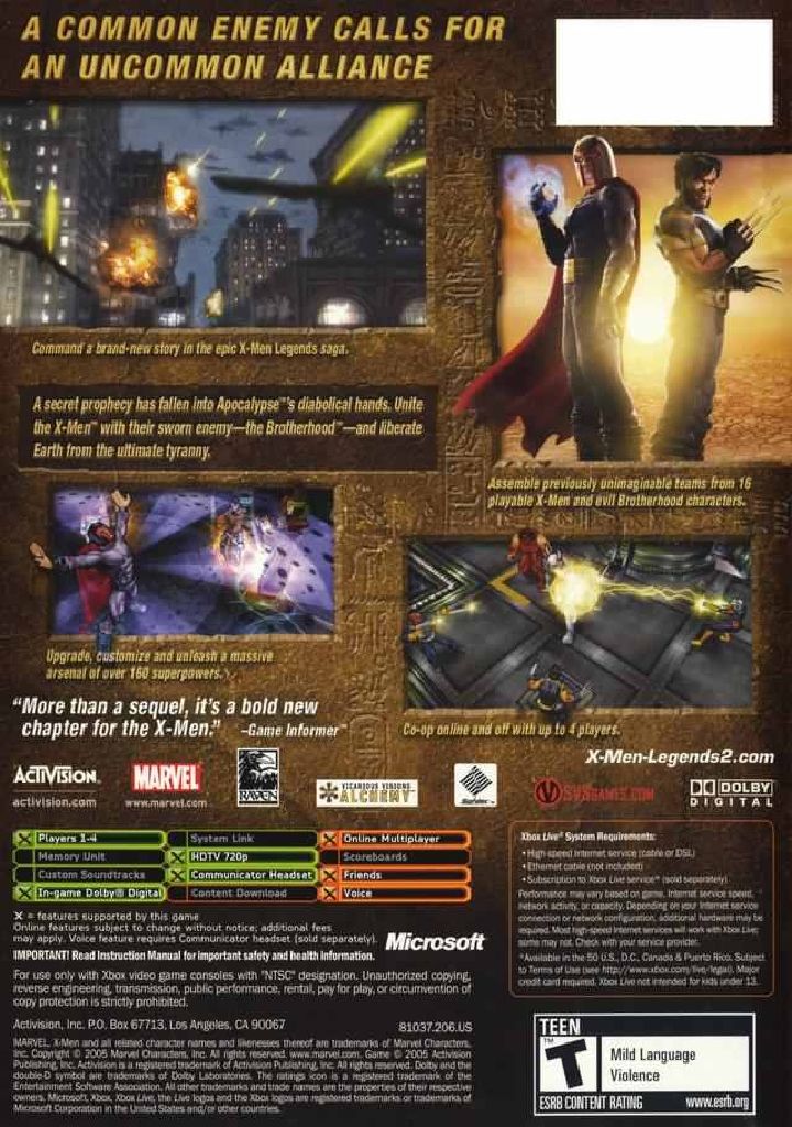 X-Men Legends 2: Rise Of Apocalypse - Microsoft Xbox video game collectible - Main Image 2
