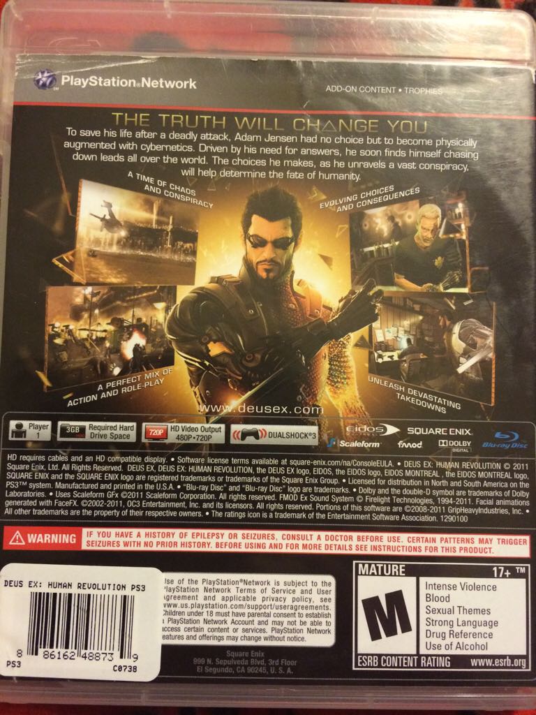 Deus Ex Human Revolution - Sony PlayStation 3 (PS3) video game collectible [Barcode 886162488739] - Main Image 2