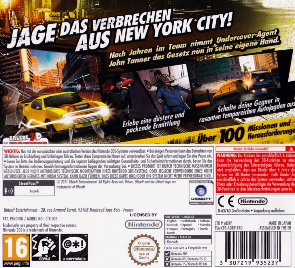 Driver: Renegade 3D - Nintendo 3DS (Ubisoft - 1) video game collectible [Barcode 3307219935183] - Main Image 2