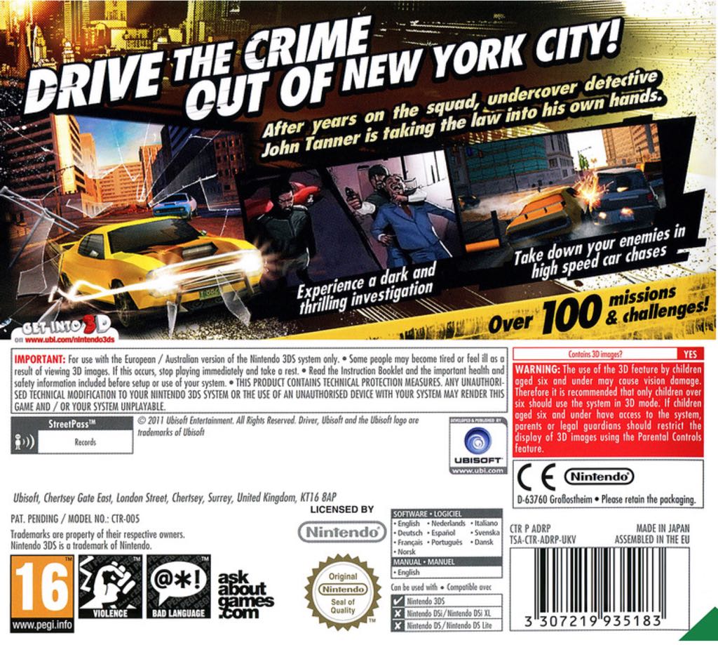 Driver Renegade 3D - Nintendo 3DS video game collectible [Barcode 3307219935213] - Main Image 2