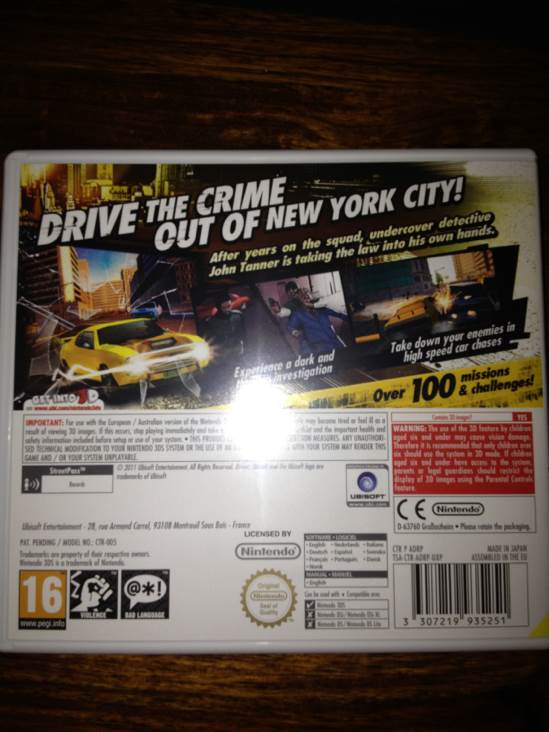 Driver Renegade 3D - Nintendo 3DS (Ubisoft) video game collectible [Barcode 3307219935251] - Main Image 2