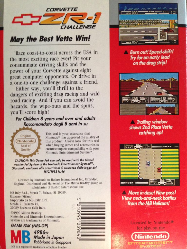 Corvette Zr-1 Challenge - Nintendo Entertainment System (NES) (MB - 2) video game collectible [Barcode 5010995039843] - Main Image 2