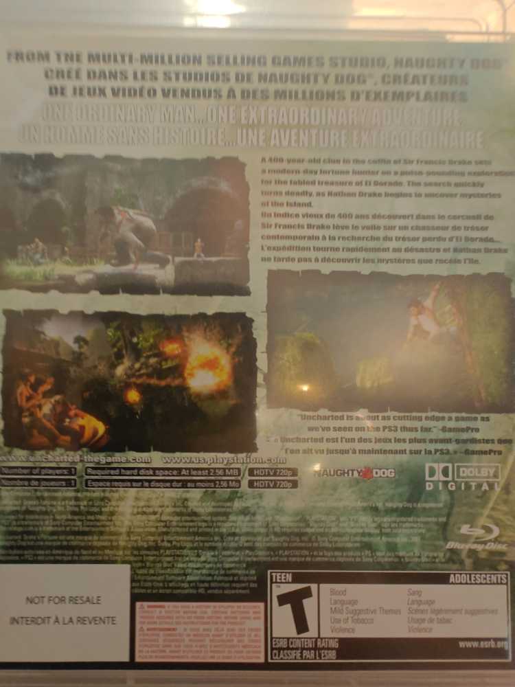 Uncharted Drake’s Fortune - Sony PlayStation 3 (PS3) (Naughty Dog - 1) video game collectible - Main Image 2