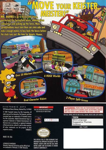 The Simpson’s: Road Rage - Nintendo GameCube (Electronic Arts - 2) video game collectible [Barcode 014633144253] - Main Image 2