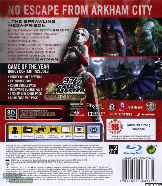 Batman Arkham City - Sony PlayStation 3 (PS3) (Warner Broth. Interactive Entertainment - 1) video game collectible - Main Image 2