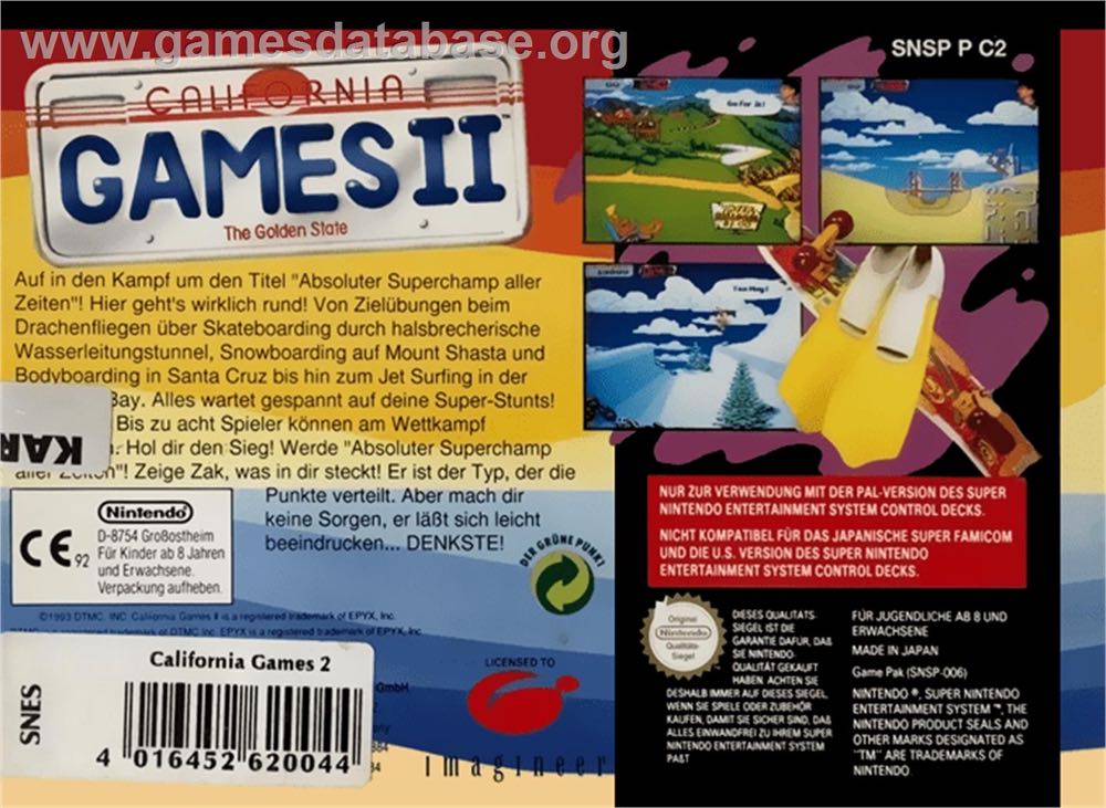 California Games II - Nintendo Super Nintendo Entertainment System (SNES) (Epyx - 1-4) video game collectible - Main Image 2