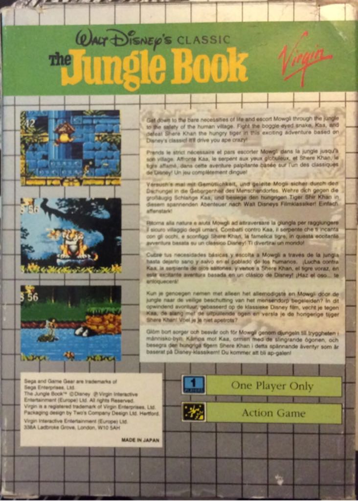 Disney’s The Jungle Book - Sega Game Gear video game collectible - Main Image 2