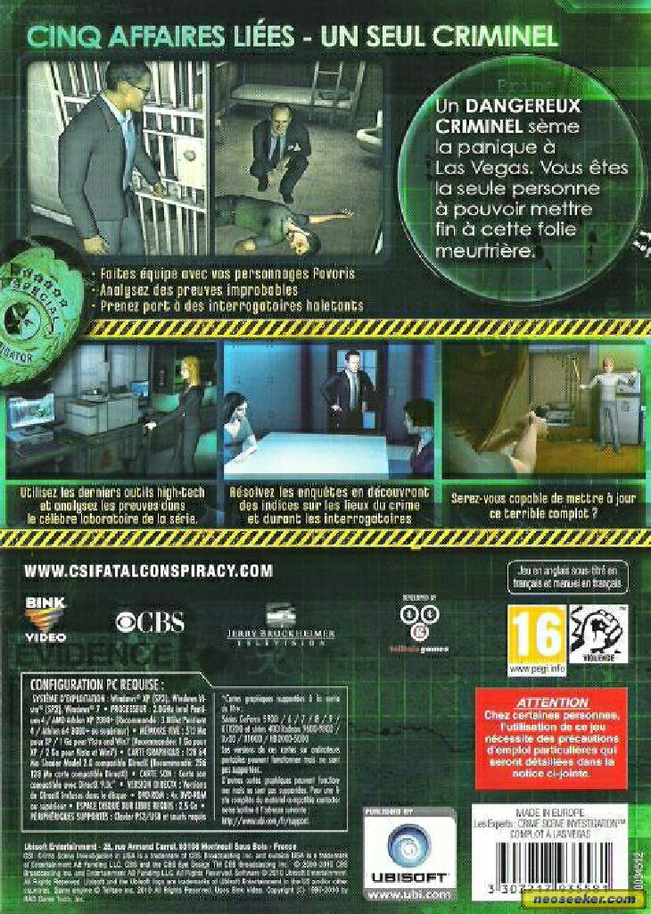 CSI FATAL CONSPIRACY - PC video game collectible [Barcode 3307217935536] - Main Image 2