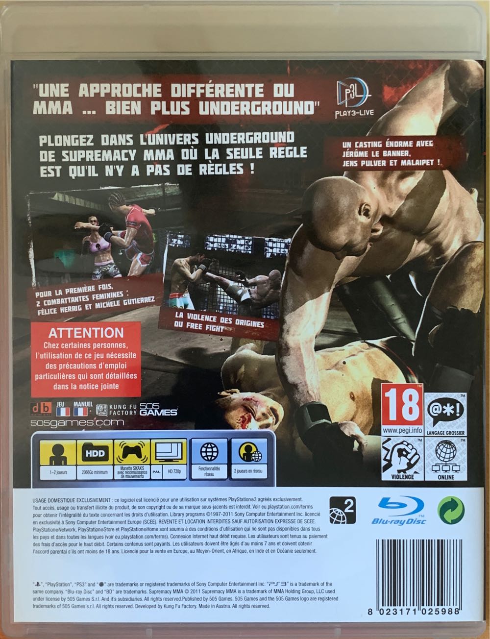 Supremacy MMA PS3 - Sony PlayStation 3 (PS3) video game collectible [Barcode 8023171025988] - Main Image 2