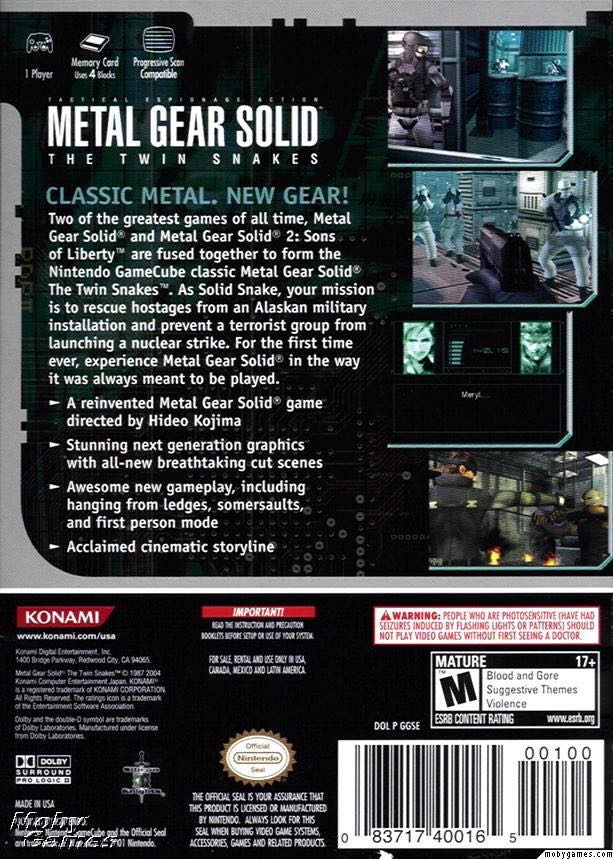 Metal Gear Solid: Twin Snakes - Nintendo GameCube video game collectible [Barcode 9161201400165] - Main Image 2